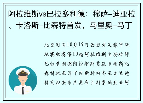 阿拉维斯vs巴拉多利德：穆萨-迪亚拉、卡洛斯-比森特首发，马里奥-马丁、居马尔特出战